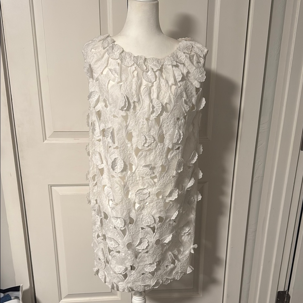 Catherine Malandrino Elegant White Textured Sleeveless Dress